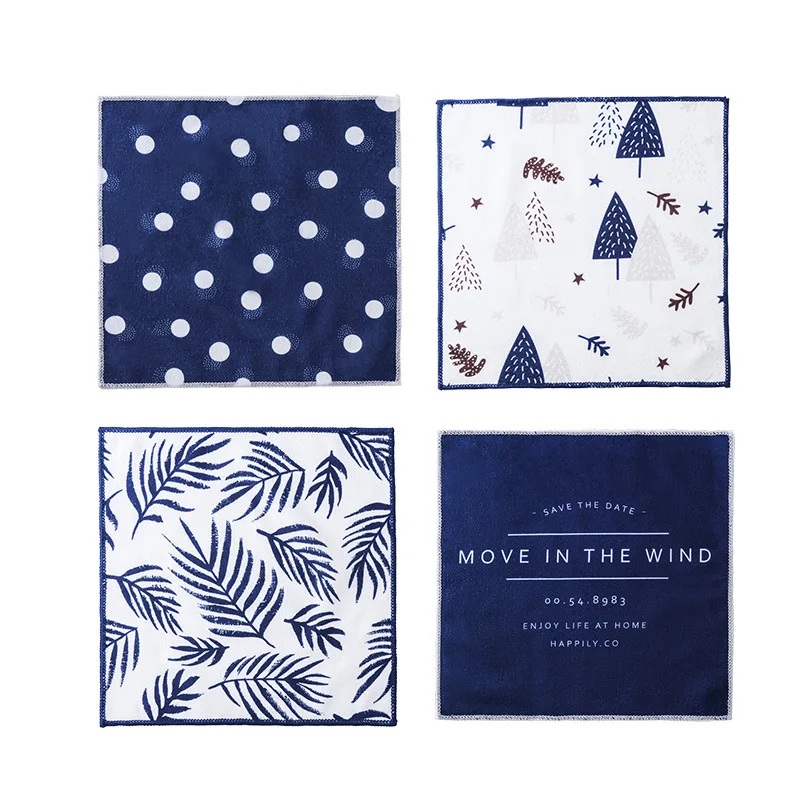 

4PCS Printed Duster Cloth Water-absorbing Soft Kitchen Scouring Pad For Dishes Glass Cleaning Polyester Duster Cloth 30x30cm