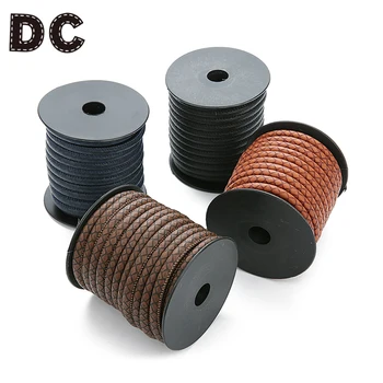 

2018 New Fashion 10Meter/roll Dia 6mm Black Brown Round PU Leather Cord Rope Thread for Bracelets DIY Jewelry Findings