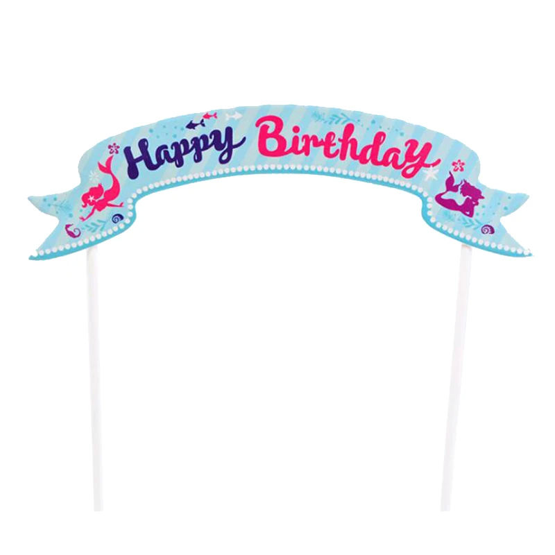 1pcs Cake Topper Корона Русалка торт Топпер рыбий хвост ракушка флажки для торта Детские сувениры торт украшение детский день Вечеринка день рождения десерт украшения - Цвет: 1pcs Cake Topper