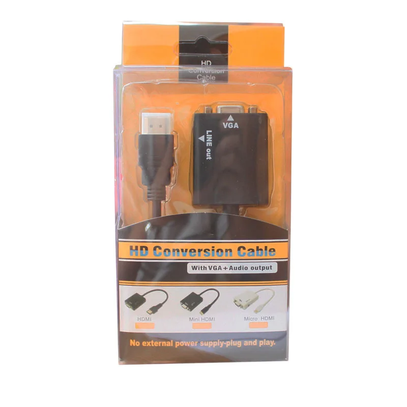 HD hdmi к vga линейный конвертер с Аудио hdmi к vga адаптер оголовье чип