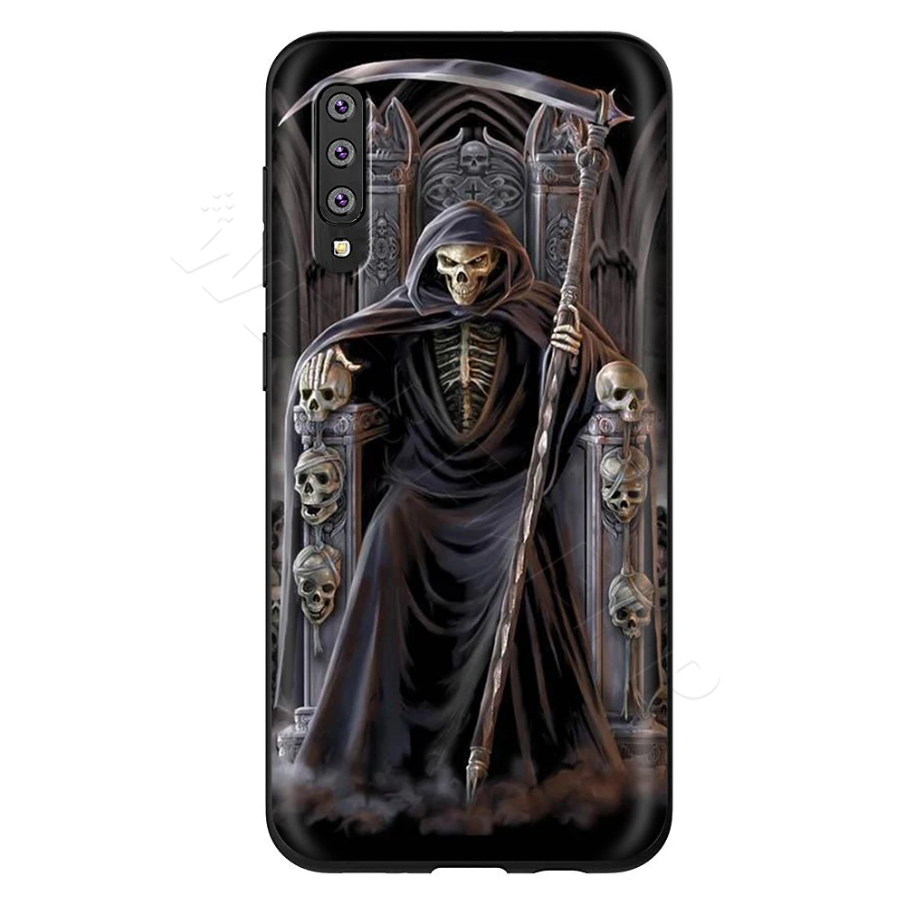 Webbedepp мрачный смерть с косой Скелет чехол для samsung Galaxy S7 S8 S9 S10 Edge Plus Note 10 8 9 A10 A20 A30 A40 A50 A60 A70