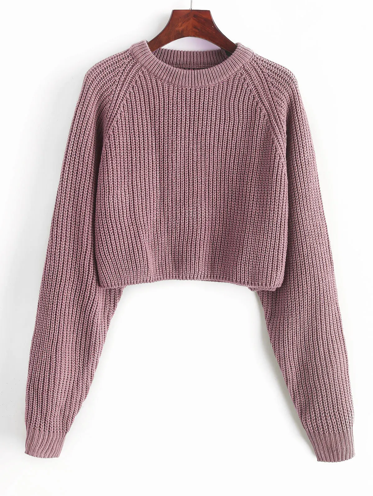 ZAFUL Women Crop Sweaters Knitted Women'S Pullovers Female O Neck Raglan Sleeve Short Warm Sweaters Fall Winter