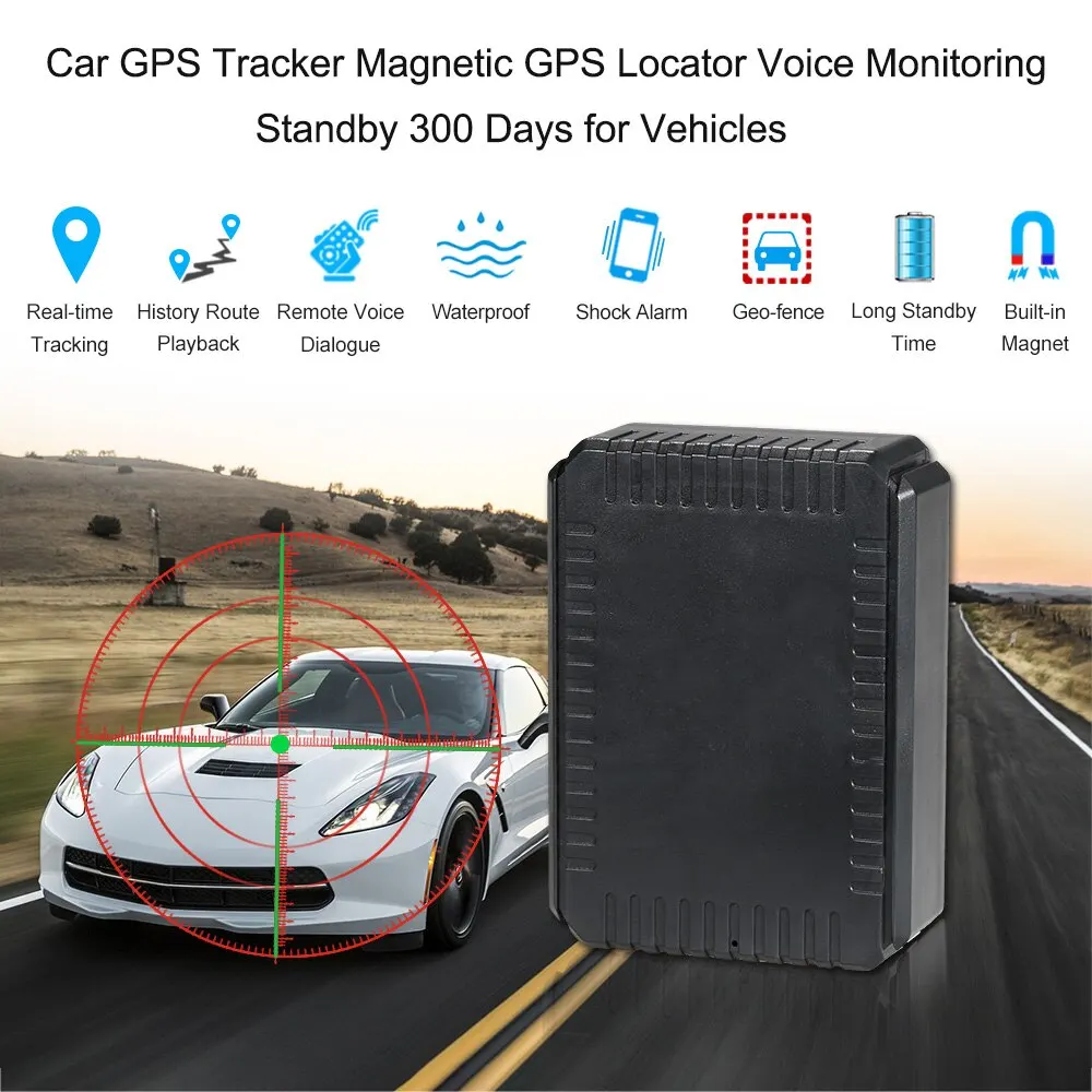 Автомобильный gps трекер Магнитный gps локатор голосовой мониторинг в режиме ожидания 300 дней для транспортных средств 9000 мАч батарея