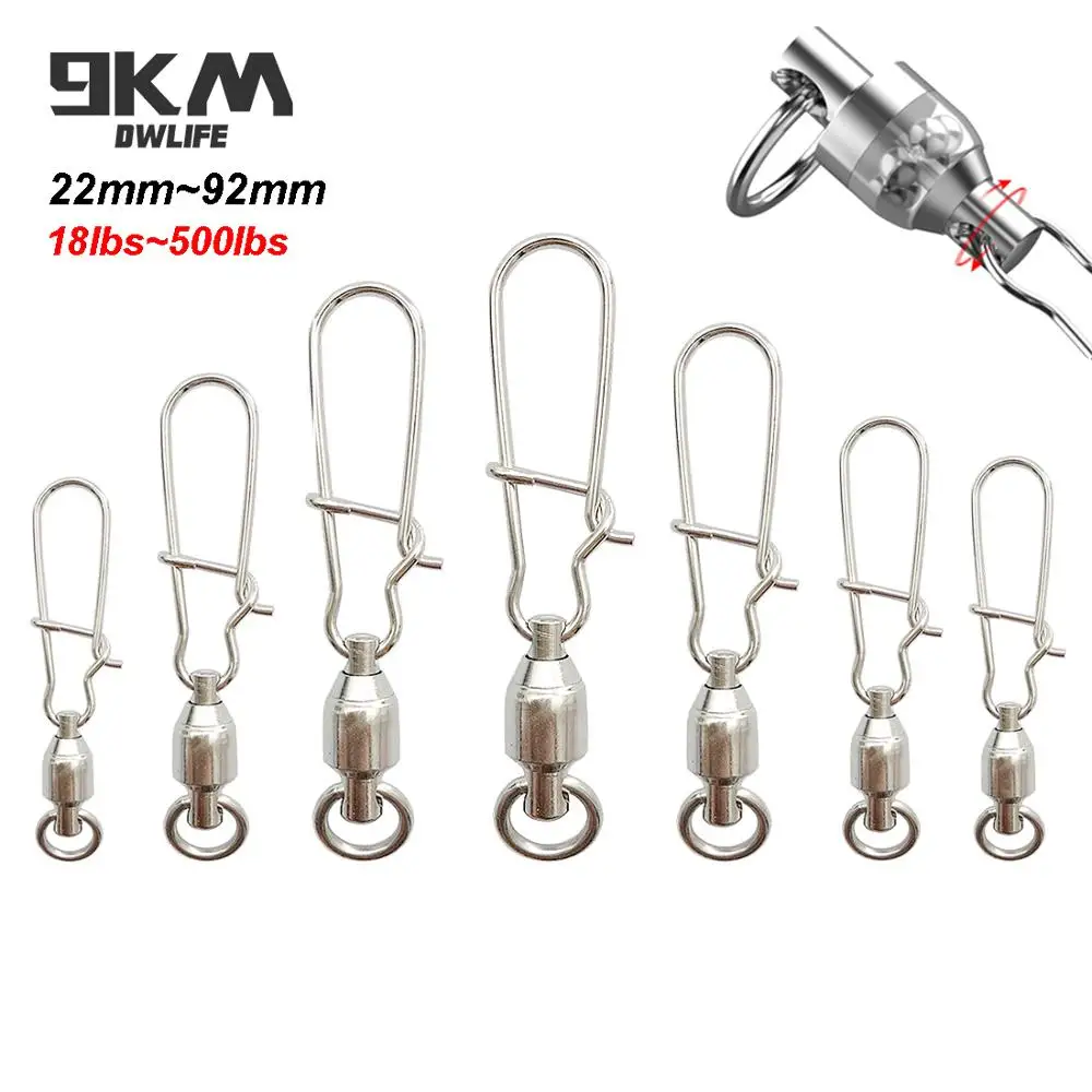 

Fishing Swivel Stainless Steel Snap Fishhook Ball Bearing Fishing Accessories Connector Rolling Swivels Trolling Rigging 22~92mm