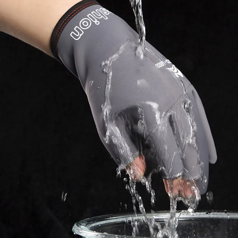 Neoprene Anti-Slip Fly Fishing Hunting Gloves Skidproof 3 Fingerless Gloves for Photography Motorcycling Shooting Cycling Hiking