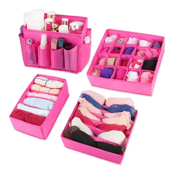 

Foldable Non-woven Storage Boxes For Ties Socks Shorts Bra Underwear Divider Drawer washable Lidded Closet Organizer