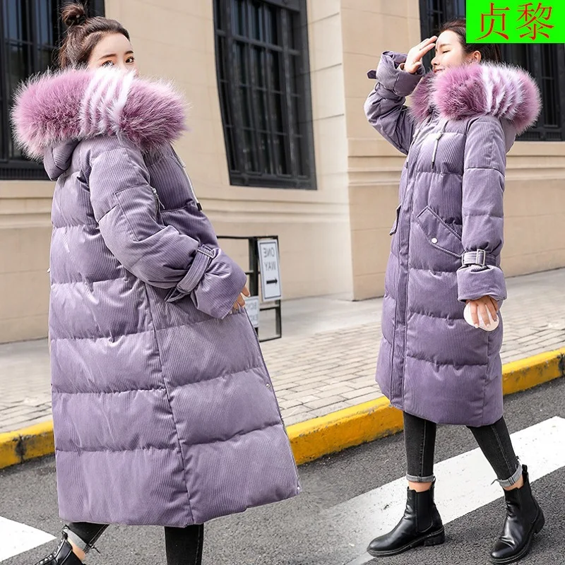 

Cotton-padded Clothes Women's Mid-length 2018 Winter New Style Korean-style Thick Cotton Coat Slim Fit Large Fur Collar Cotton-p
