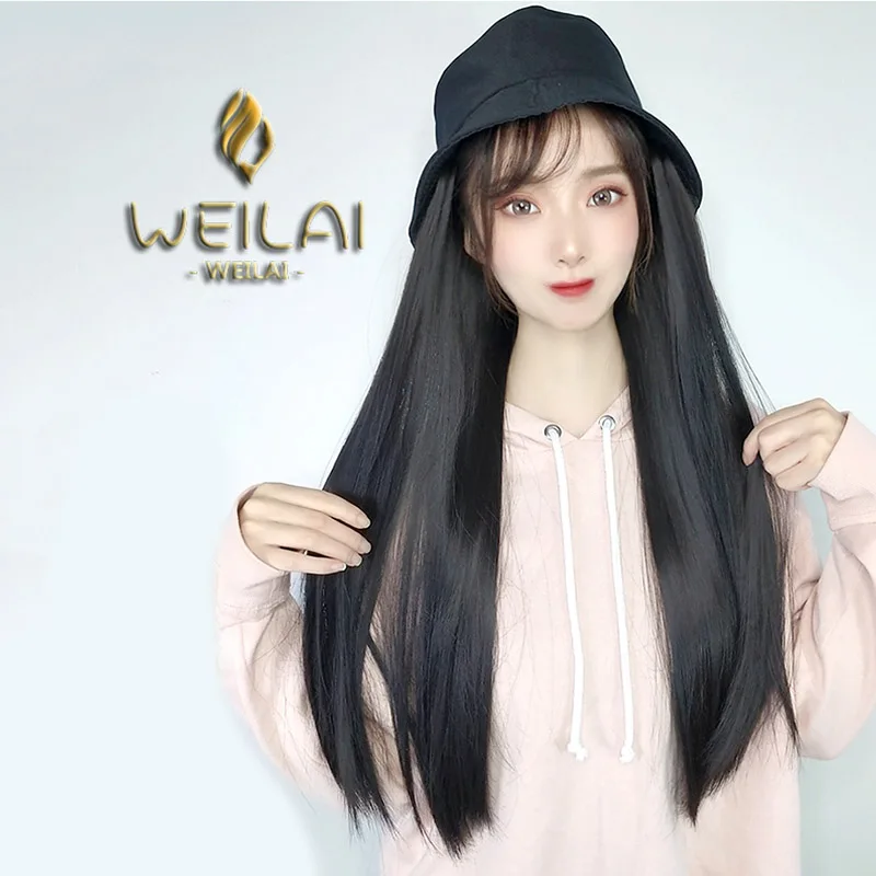 Сетчатая красная шляпа WEILAI с париком рыбака Женская Солнцезащитная Джокер