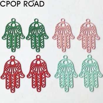 

Filigree Hollow Hand DIY Accessories Components for Women Solid Color Copper Pendant Dangle Earrings Fashion Jewelry Wholesale