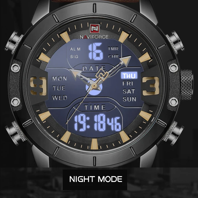 NAVIFORCE часы мужские Топ люксовый бренд кожа водонепроницаемые кварцевые наручные часы военные спортивные мужские часы Дата Relogio Masculino