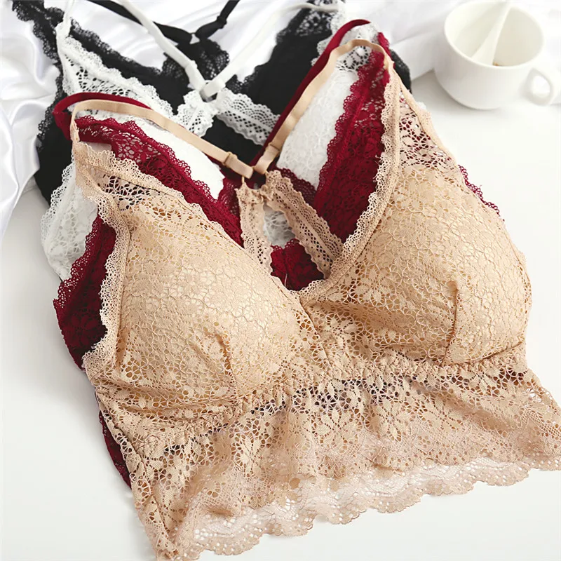 New Sexy Beauty Back Lace Bra Push Up Wire Free Seamless Breathable Lingerie 3/4 Cup Women Bralette S/M L/XL