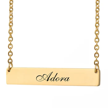 

Custom Nameplate Necklace Women Name Adora Bar Pendant Best Friends Jewelry Birthday Gifts Stainless Steel Size 40 X 7mm