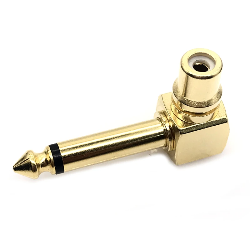 Gold 6.35mm 1/4" Male Mono Plug to RCA Female 6.5mm 90 Degree Jack Audio Stereo Adapter Connector TS Converter Sound Mixer | Компьютеры