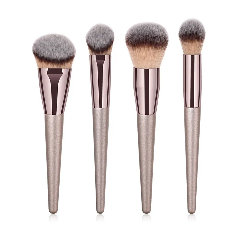 4 Pezzi Set Di Pennelli Per Trucco Oro Champagne Fondotinta In Polvere Lucidatura Affusolata Correttore Contorno Viso Kabuki Pennelli Per Trucco