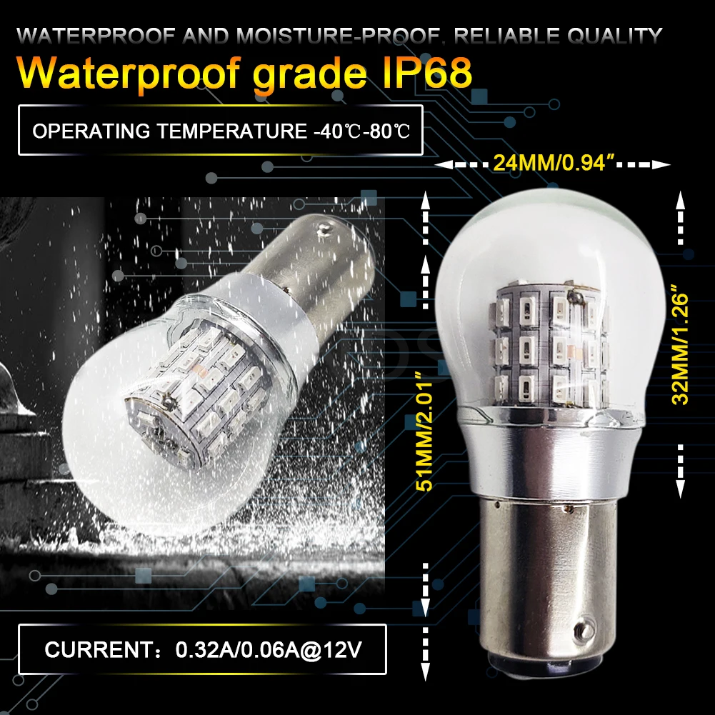 2Pcs 4W Auto 1157 BAY15D P21/5W BAZ15D P21/4W BA15D 3014SMD 39LED White Red Yellow 12V-24V Car Brake Stop Turn Tail signal Lamp