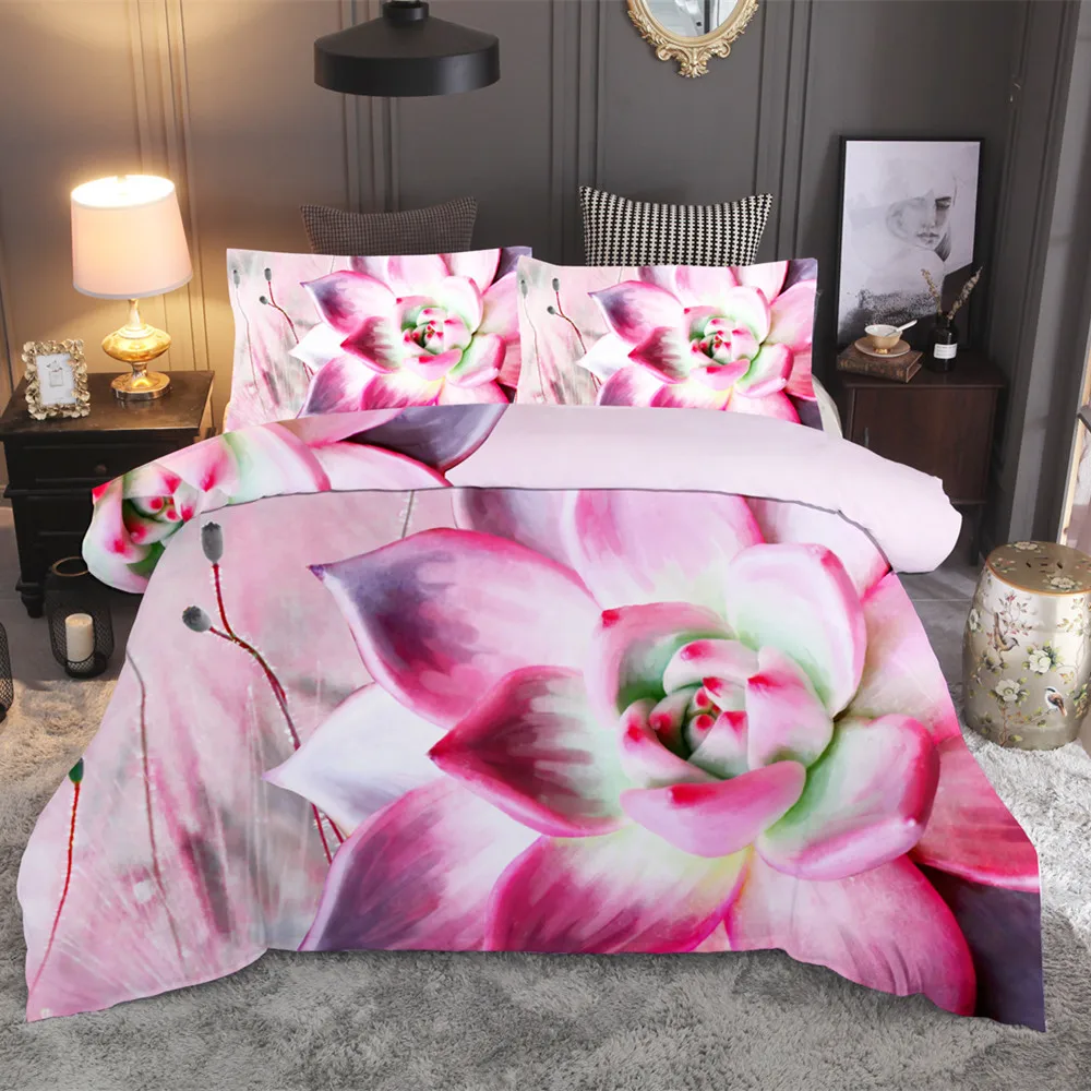 Bedclothes Duvet cover set pink bedding Full size bed covet 3d Polyester / Cotton Pastoral style comforter princess | Дом и сад
