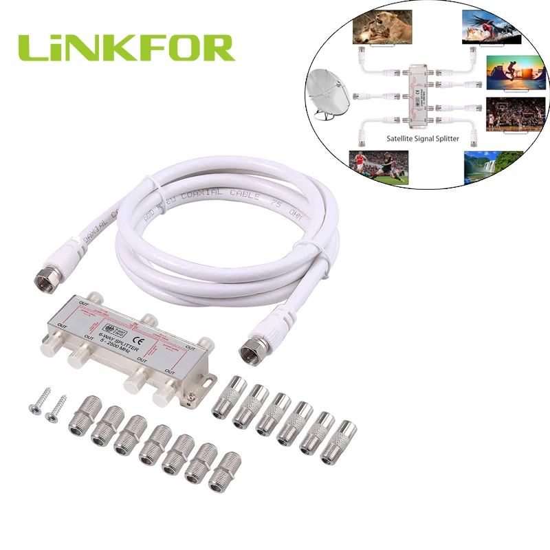 LiNKFOR 6 Way коаксиальный кабель сплиттер двунаправленный MoCA 5 2500 МГц для антенный ТВ