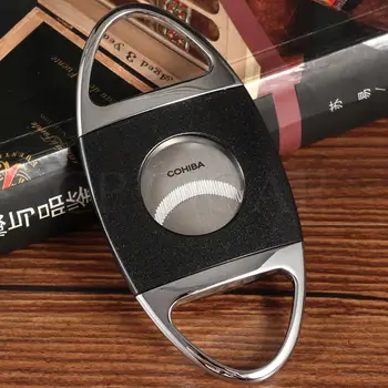 

COHIBA Metal Pocket Cigar Cutter Portable Stainless Steels Sigar Cutters For Cigar Cutter Sharp Blade Cigars Accessory