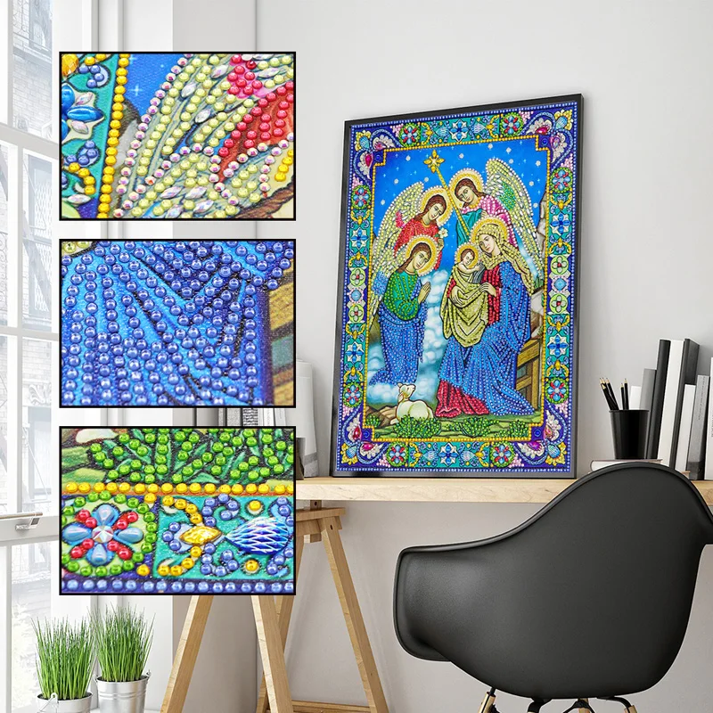 RUBOS 5D DIY Diamond Painting Angels Christmas Icon Diamond Embroidery Mosaic Big Bead Pearl Glass Stone Drill Sale New Decor (3)