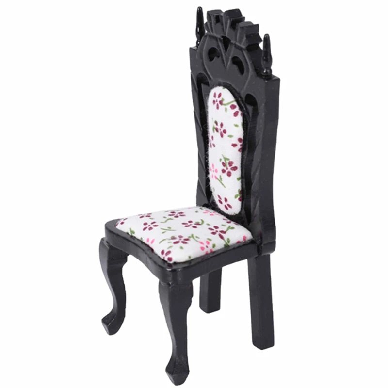 1/12 Dollhouse Miniature Vintage Furniture Living Room Chair Black