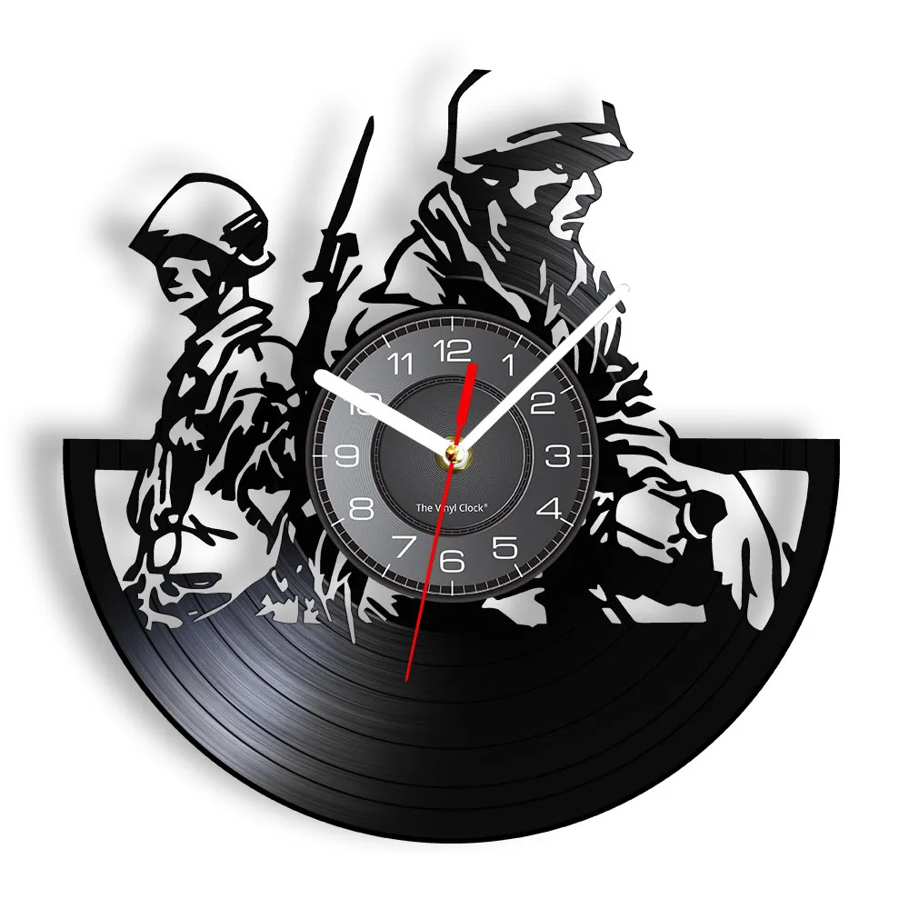 Selfless Army Fight Vinyl Record Wall Clock American Soldiers Silent