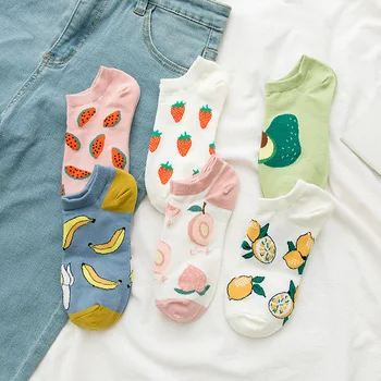 

Solid Sock for Woman Boat Fruit Socks Adult Kawaii Ladies Thin Cartoon Cotton Summer Female Trendy Strawberry Sweet Calcetines