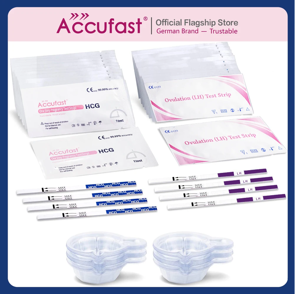 ACCUFAST 50Pcs LH Ovualtion Test Strips + 20Pcs HCG Pregnancy Over 99% Accuracy Urine Kits Suit |