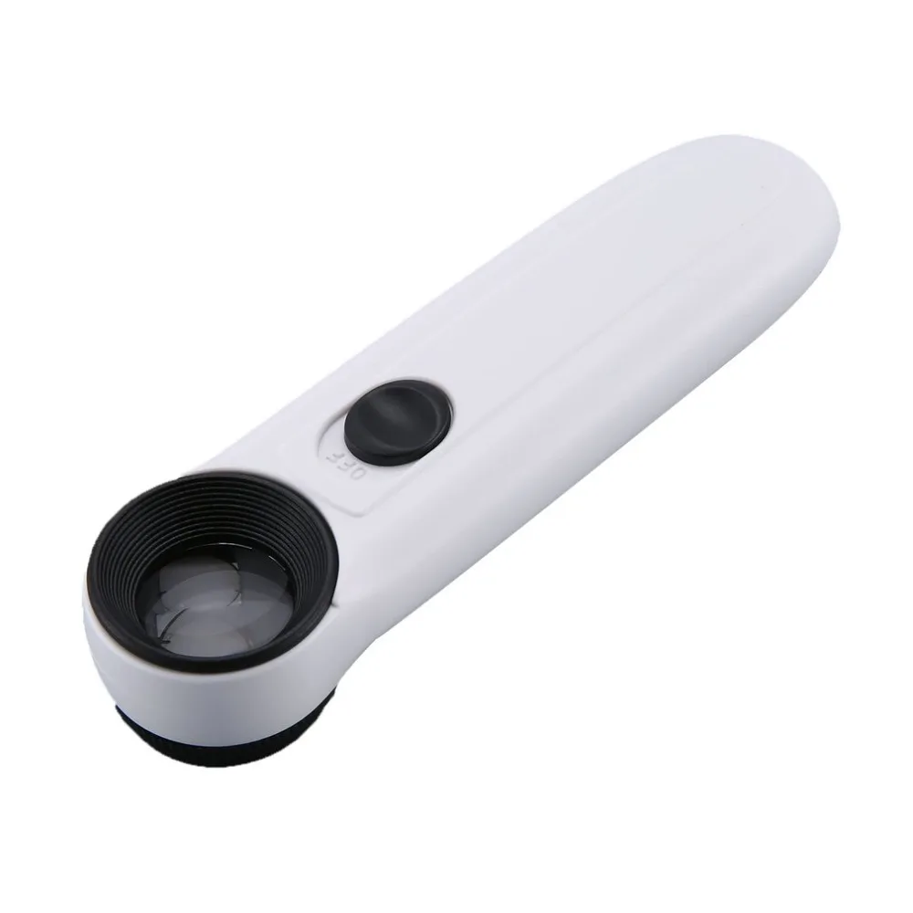 Увеличительное стекло 40X Ручной стеклянный Лупа портативный карманный инструмент профессиональное увеличительное стекло с 2 светодиодный подсветкой
