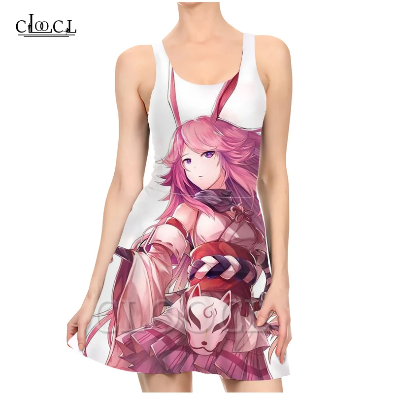 

CLOOCL Japanese Anime Honkai Impact 3rd 3D Print Harajuku Gown Palm Tree Sun Leisure Party Sexy Fashion Summer Woman Hip Dress
