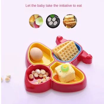 

Color box plastic airplane shaped cutlery for baby split bowl children baby feeding plate feeding cutlery 6