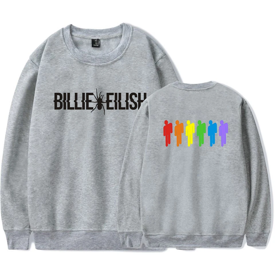 Уличная одежда Billie Eilish, Толстовка для женщин и мужчин, весенняя одежда, худи с длинными рукавами и принтом Kpops размера плюс XXXL - Цвет: Серый