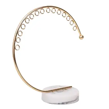 

Jewelry Display Rack Necklace Earring Display Rack Imitation Marbled Metal Jewelry Stand Moon Shape Jewelry Storage Rack