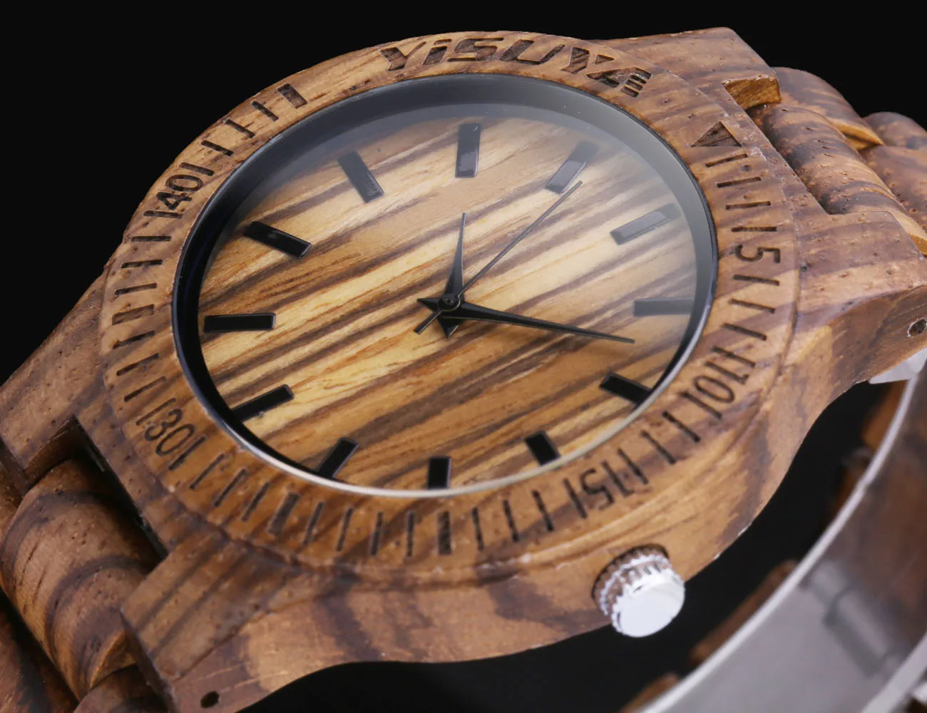 

EBay Character And Picture Frame with Measuring with Numbers Wooden Quartz Watch Zebra Wood