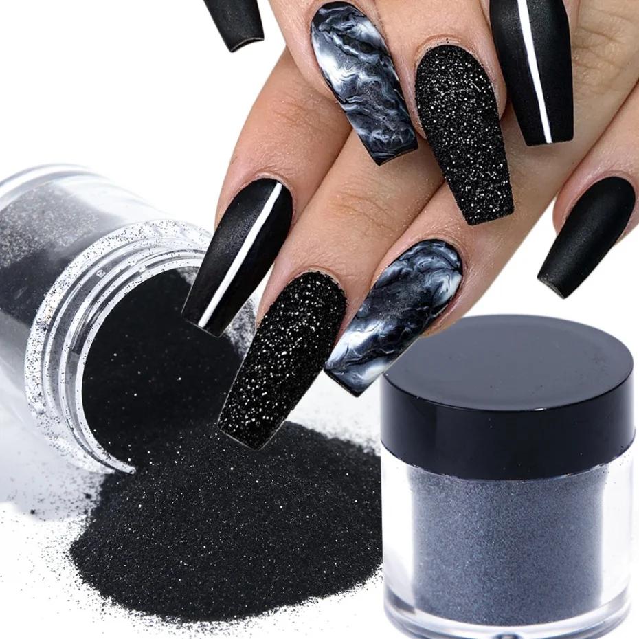 Nail Glitter Sparkly Nail Art Sugar Powder Black White Nail