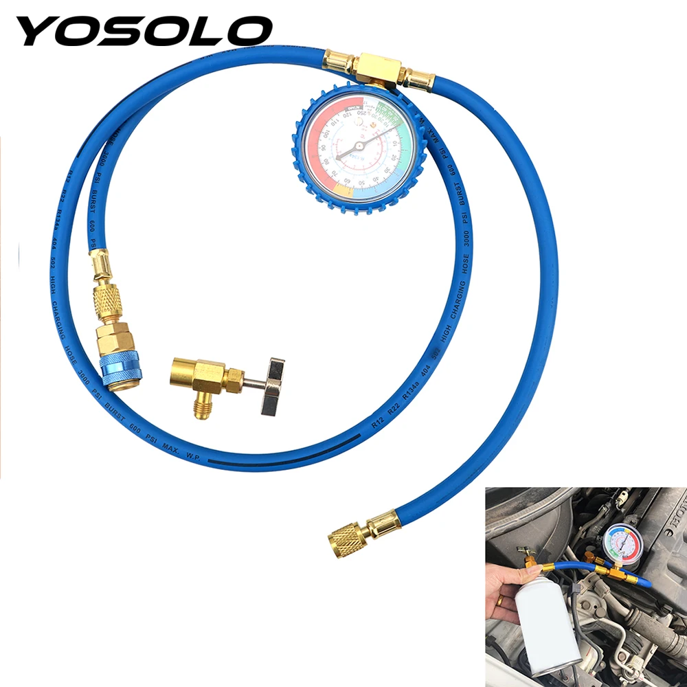 YOSOLO Car Air Conditioning Refrigerant Recharge Hose R134A Reparing Tools Pressure Gauge Measuring Kit Car Accessories