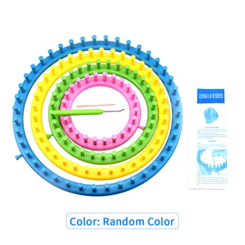 

4pcs DIY Craft Handmade Sewing Tool Home Reusable Knitting Looms Set Random Color Sweater Sock Crochet Hook Round Scraf Maker
