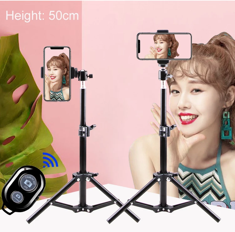 Смартфон Алюминиевый держатель для штатива с поворотом на 360 ° Мини-световая подставка для селфи-палка Bluetooth пульт дистанционного управления для huawei Xiaomi Youtube