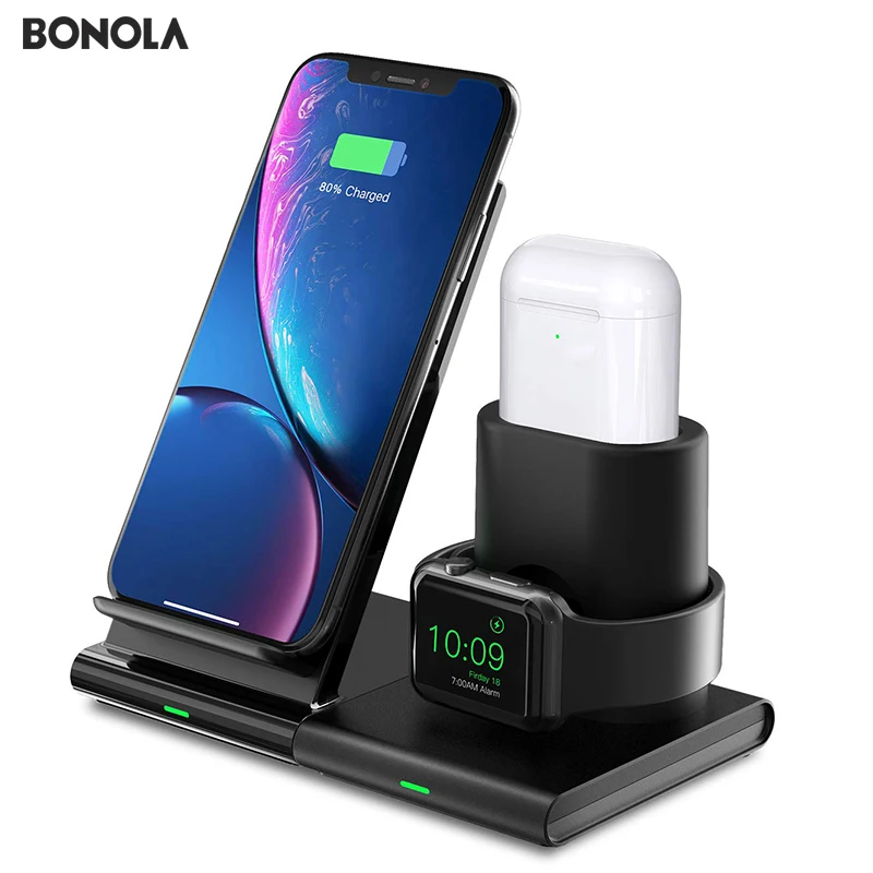 Беспроводное зарядное устройство Bonola 3 в 1 для Apple Watch/Airpods съемная Магнитная
