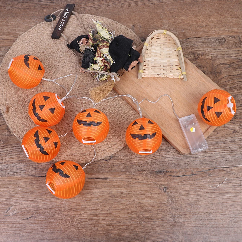New 1 Set Warm Lights Halloween Home Decoration Accessory Orange Pumpkin 6/10 LED String Lights Halloween Decoration