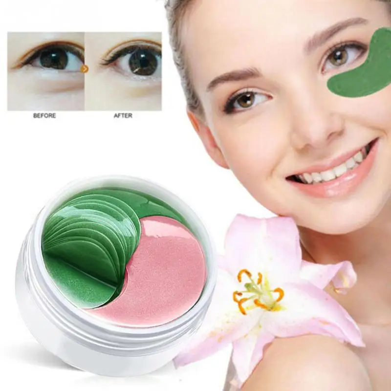 60pcs Dark Circles Smooth Anti Wrinkle Skin Natural Gel Treatment Face Double Color Seaweed Collagen Eye Mask Moisturizing