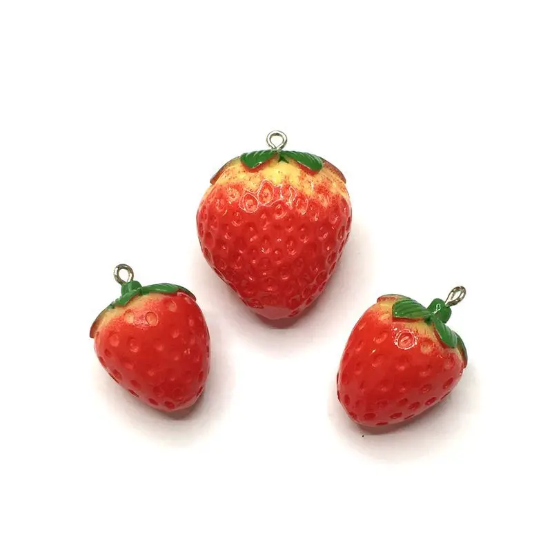 3D Strawberry Fruit Resin Charms Pendant Earring 10pcs/pack DIY Fashion Jewelry Accessories