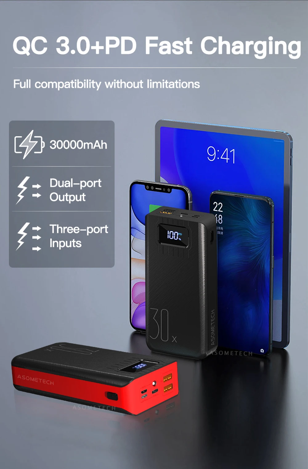 wireless power bank Power Bank 30000mAh Type C PD Fast Charging Powerbank 30000 mAh Portable External Battery Charger For iPhone 12 Xiaomi Poverbank portable charger