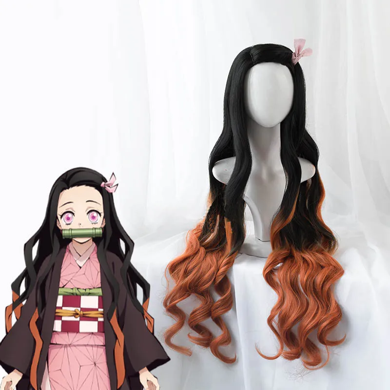 Аниме Demon Slayer: Kimetsu no Yaiba Nezuko Kamado парик длинные термостойкие синтетические волосы Perucas Косплей парики+ парик колпачок