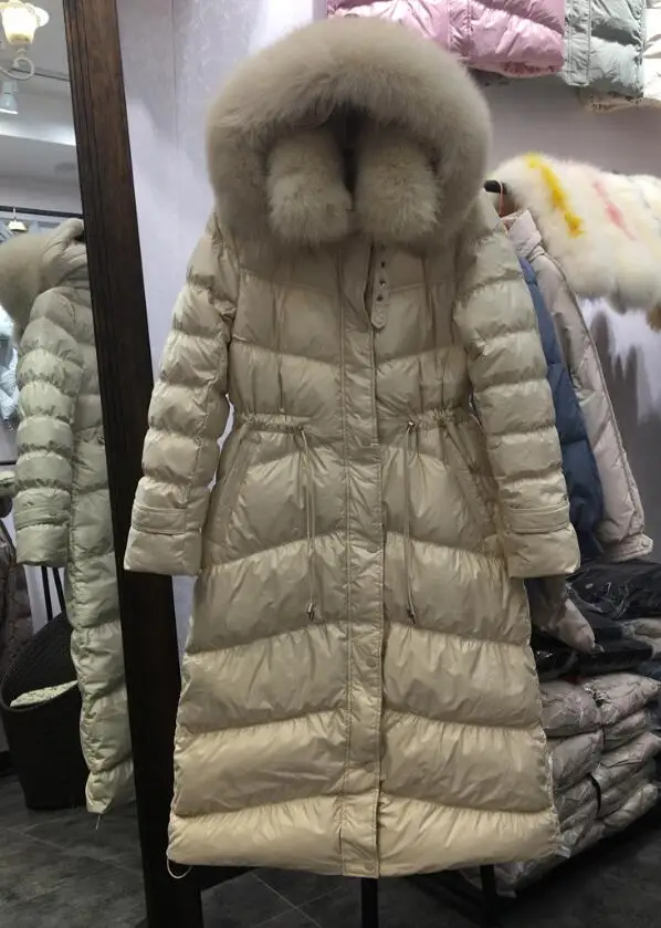 double fox fur Fitaylor, большой воротник из натурального Лисьего меха, зимняя куртка для женщин, женский пуховик, белая парка на утином пуху, зимняя водонепроницаемая верхняя одежда с капюшоном - Цвет: double fox fur