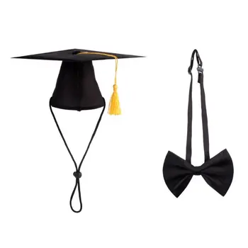 

2Pcs Pet Dog Graduation Cap Bow Tie Decoration Photography Props Head-wear Hat X4YE