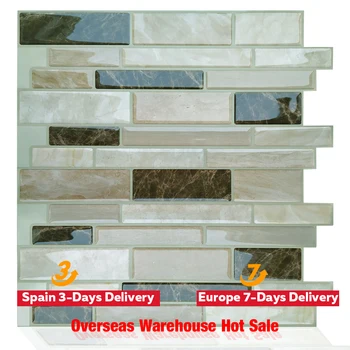 

6 Pieces 3D Self Adhesive Wall Tiles Waterproof Kitchen Bathroom Peel and Stick Vinyl Tile Backsplash