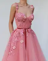 Тюлевые платья для выпускного вечера 2019 бальное ТРАПЕЦИЕВИДНОЕ ПЛАТЬЕ на бретельках пояс 3D цветы торжественное вечернее платье Vestido robe de