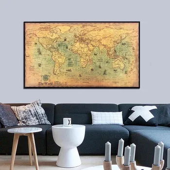 

Map World Wall Decor Nautical Ocean Sea World Map Sticker Painting Art fashionable Home Decoration Wall mapa mundi карта мира X2