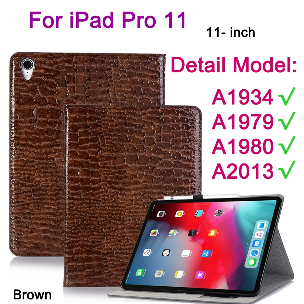 Brown-IPD11 Для Apple iPad 10,5 Air()/для iPad Pro 11 12,9 дюймов чехол Модный крокодиловый узор флип кожаный смарт-чехол с подставкой Сумка для планшета - Цвет: Brown-IPD11