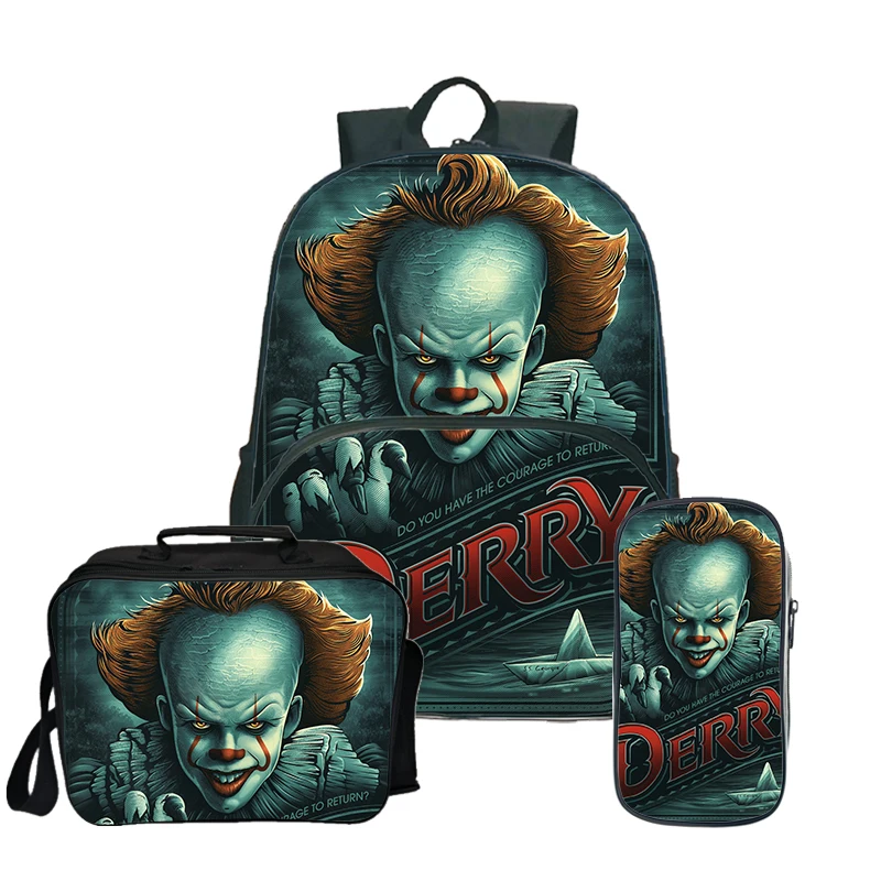 Mochila IT Horror Movie рюкзак "Клоун" школьные сумки для подростков девочек мальчиков рюкзак для ланча Детский рюкзак для путешествий с пеналом